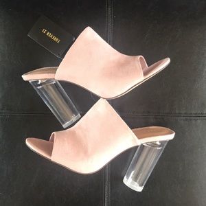 Blush F21 faux suede mules